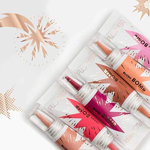 FLOWER Beauty By Drew Barrymore Liquid Blush Makeup Bomb Color Drops -Silky Lightweight Formula + Gel Cream Blush for Cheeks - Radiant + Glossy Finish - Buildable + Lightweight Formula - Cruelty-Free + Vegan (Melon)