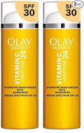 Olay Super Cream with Sunscreen SPF 30,Trial Size,Lightweight Face Moisturizer with Sun Protection,5-in-1 Skin Care Benefits - Hydrating,Brightening,Firming - Niacinamide,Vitamin C,15 mL,(Pack of 2)