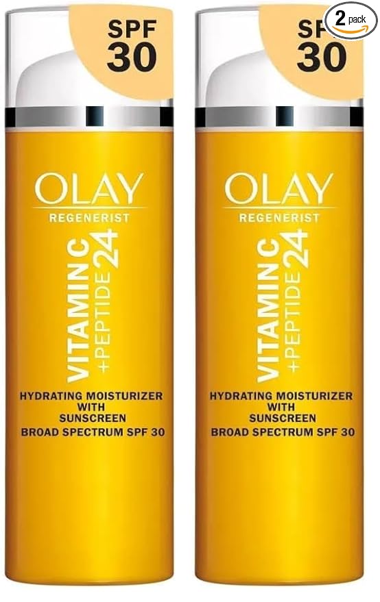 Olay Super Cream with Sunscreen SPF 30,Trial Size,Lightweight Face Moisturizer with Sun Protection,5-in-1 Skin Care Benefits - Hydrating,Brightening,Firming - Niacinamide,Vitamin C,15 mL,(Pack of 2)