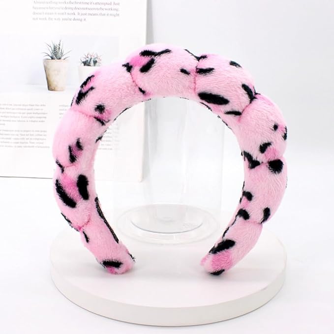 Tetizo Spa Headbands for Washing Face Wristband Set Sponge Makeup Skincare Headband Wrist Towels Bubble Soft Terry Towel Cloth Hairband for Women Puffy Headwear Non Slip Thick Thin Hair