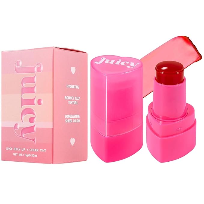FYEBOO Cooling Water Jelly Tint Blush, Multi-Use Juicy Lip + Cheek Tint, Hydrating & Bouncy Jelly Texture, Long-lasting Sheer Color, 0.32 oz (# 01, 0.32 oz)