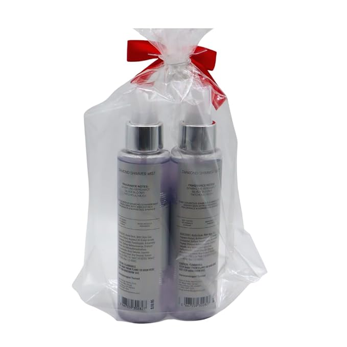 Bath & Body Works PLATINUM Diamond Shimmer Mist 2-piece Set with a Red Bow for Holidays & Gifts 4.9 fl oz each