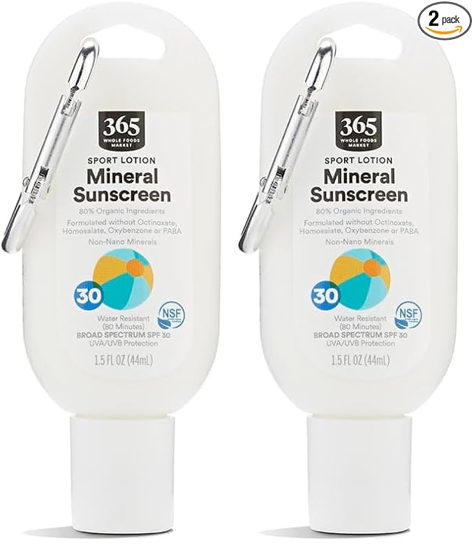 365 by Whole Foods Market, Sunscreen SPF 30 Lotion Sport Mineral Facial, 1.5 Fl Oz (Pack of 2)