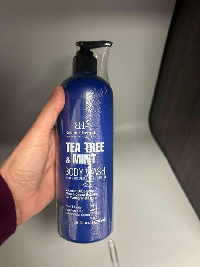 Botanic Hearth Tea Tree & Mint Body Wash, 16 fl oz | Refreshing Body Cleanser with Tea Tree Oil & Mint, Moisturizing Formula, Gentle Daily Use Shower Gel, Fresh Scent, Suitable for Men & Women