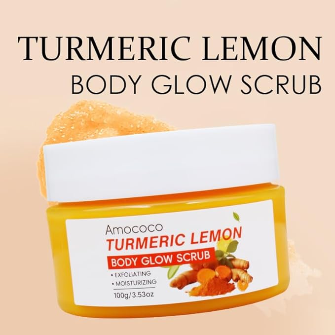 3Packs Turmeric Lemon Body Scrub, Deep Cleansing Exfoliator with Armpit Detox & Moisturization, 3.53oz*3