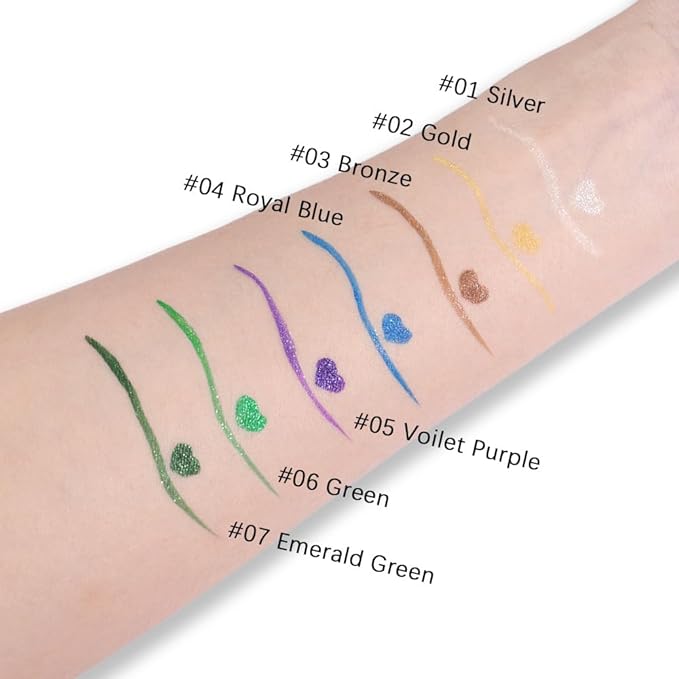 evpct 1Pcs Silver Glitter Sparkling Liquid Eyeliner, Metallic Shimmer Light Silver Eyeliner Liquid Eye Liner Eyeshadow Pencil Face Body Glitter Makeup, Longwear Waterproof, Fake Eyelashes Mascara