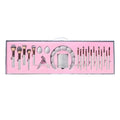 Stlalsa-Professional Makeup Brush Set, 23 Pieces, Pink and White Synthetic Brushes with Diamond Handle, for Powder, Contour, Eyeshadow Application (plata)