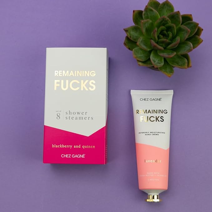 Chez Gagné Vegan Hand Cream for Dry Hands - Remaining Fucks - Lavender 3.4oz Non-Greasy Moisturizing Hand Lotion - Made in California - Paraben, Sulfate & Phthalate Free - Funny Gift