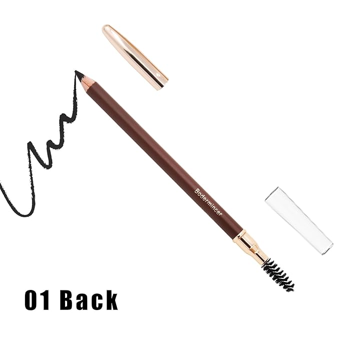 1 pcs Makeup Eyebrow Enhancer 12H Long Lasting Sweat &Waterproof Eyebrow Pencil Pen Dark Brown Eye Brow Pencil 5 Colors to Choose (1# Black)