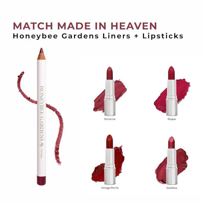 Honeybee Gardens Irresistible Lip Liner Pencil – Fantasy Deep Red Berry, Long-Lasting Lip Pencil for Women, Smooth Precision Application, Vegan Makeup Lip Products, Gluten-Free, Paraben-Free, 0.04 oz