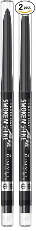 Rimmel London Exaggerate Smoke n' Shine Eye Definer Eyeliner, Long-Wearing, Gel Formula, Flake-Free, 001, Little Black Smokey, 0.01oz (Pack of 2)