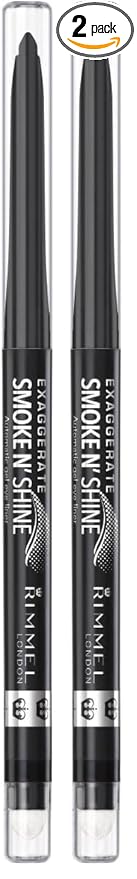 Rimmel London Exaggerate Smoke n' Shine Eye Definer Eyeliner, Long-Wearing, Gel Formula, Flake-Free, 001, Little Black Smokey, 0.01oz (Pack of 2)