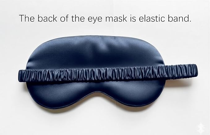 [3 Pack] QSYW Sleep Masks, Satin Eye Mask for Sleeping - Silky Eye Masks Bulk with Storage Bag & Elastic Strap, Dark Blue