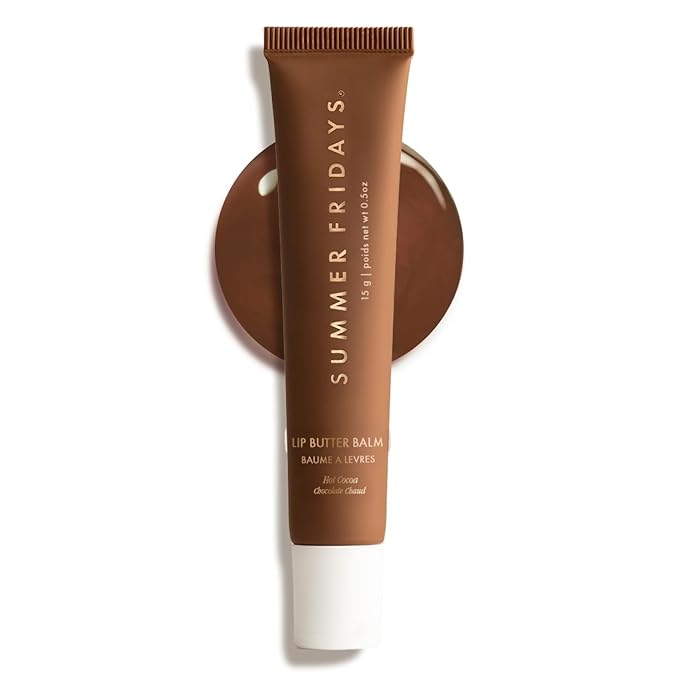 Summer Fridays Tinted Lip Butter Balm - Conditioning Vegan Lip Balm for Instant Moisture, Shine & Hydration - Sheer-Tinted, Soothing Skincare - Hot Cocoa (.5 Oz)