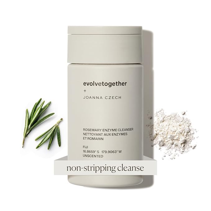 evolvetogether x Joanna Czech Rosemary Enzyme Twice-Daily Face Cleanser for Women & Men | Hydrating, Gentle Enzymatic Formula For All Skin Types | Vegan, Toxin-Free | Made in USA | Fiji, 1.41 Oz