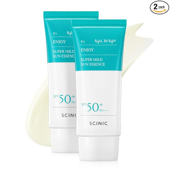 SCINIC Enjoy Super Mild Sun Essence 2 Set SPF50+ PA++++ 1.69 fl oz(50ml) | A Lightweight Hydrating Sun Essence That leaves No Sticky Feeling | Korean Skincare