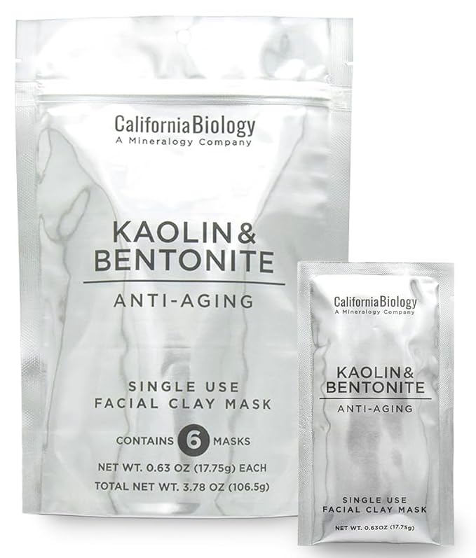 California Biology Clay Mask - 6 Count Deep Pore Treatment, Kaolin & Calcium Bentonite Clay | Bentonite Clay Detox & Pore Mask, Natural Detox Clays Facial Treatment for Oily & Sensitive Skin Routine