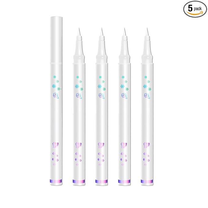 5 PCS White Eyeliner Pencils,Professional Long Lasting Waterproof White Makeup Pencils,Highly Pigmented Inner Corner Eye Highlighter Eyeliner Pencil,Eye Liner Pen Sets 03