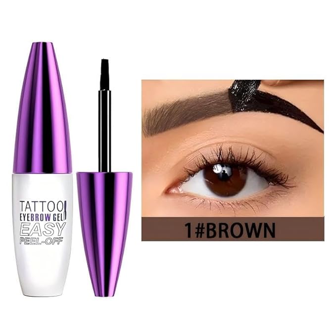 2 Pack Tattoo Eyebrow Gel Easy Peel Off, Waterproof & Sweatproof Eyebrow Tint Peel Off, Easy Peel-Off Eyebrow Gel, Suitable For All Skin Types (Dark brown)