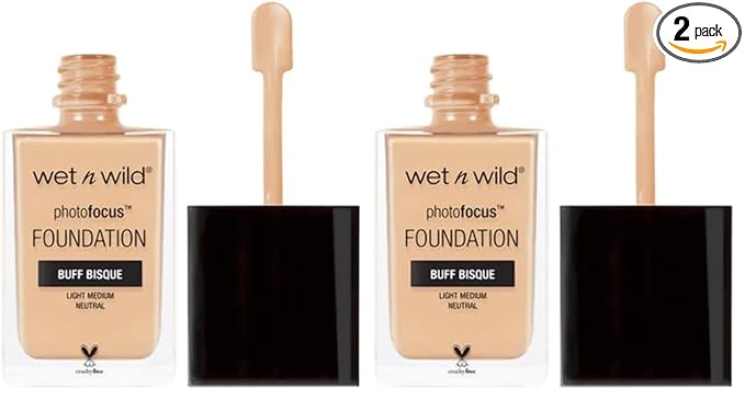 wet n wild Photo Focus Matte Liquid Foundation Buff Bisque, Vegan & Cruelty-Free (Pack of 2)