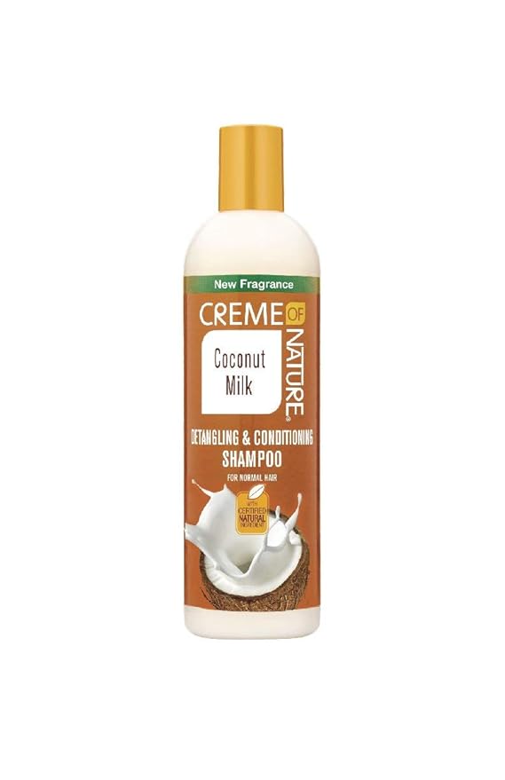 Creme of Nature Coconut Milk Detangling and Conditioning Conditioner with Certified Natural Ingredients, Creamy Softening Rinse-Out Detangler for Curly, Natural Hair, 12 oz