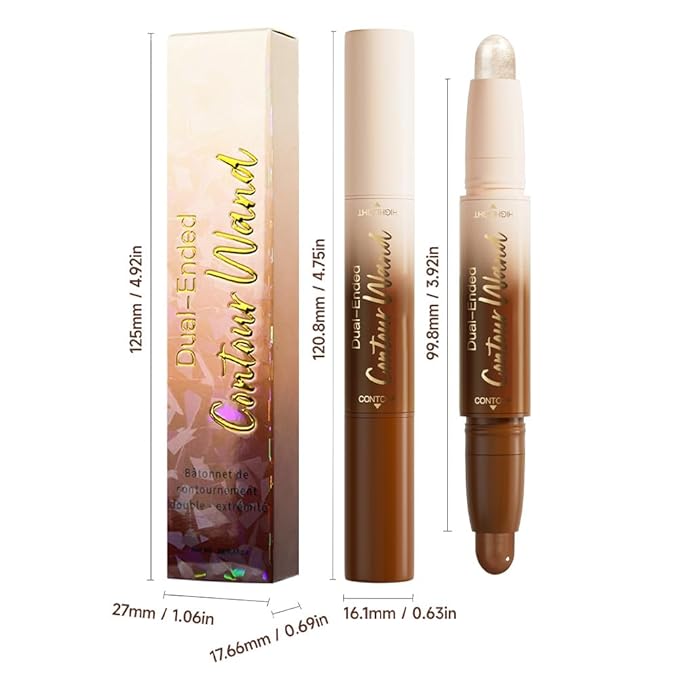 FeiCuiYun 2Pcs Dual-Ended 2-in-1 Cream Contour & Highlighter Stick Makeup For Face & Body – Waterproof, Long-Lasting, Suitable for All Skin Tones, (05+06)