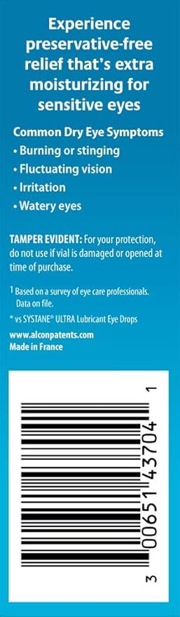 ALCON Systane Hydration Preservative-Free Lubricant Eye Drops, Transparent, 0.6 Fl Oz, 30 Count