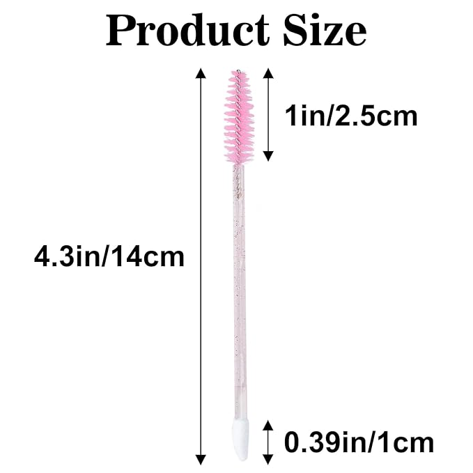G2PLUS 100pcs Eyelash Brush Lip Brush, Dual Ended Eyelash Extension Brush, Pink Mascara Wands and Lipstick Applicator, Portable Makeup Brush for Eyebrow, Lip Gloss and Lash Extension