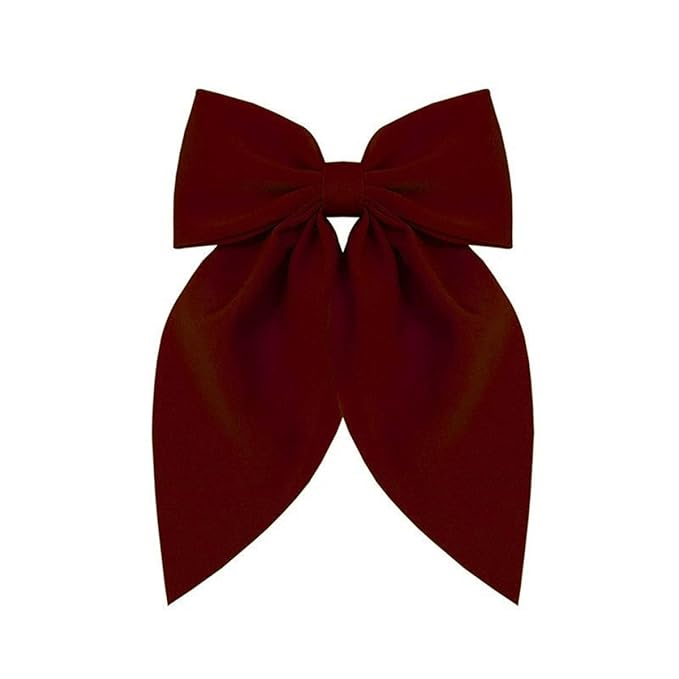 Large Red Bows Hair Clips for Women - ZWENJIE Oversized Non-Slip Satin French Hair Clip Claw Accessory for Girls Thick/Thin Deep Burgundy Hair Barrettes for styling