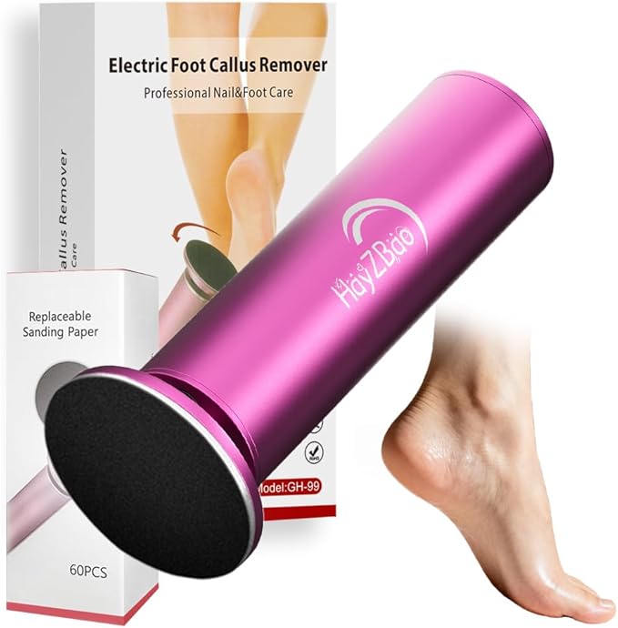 HayZBao Electric Foot Callus Remover with 60 Pcs Sandpaper Discs - Electric Callus Remover for Feet,Pedicure Tool for Dead Skin (Matte Purple)