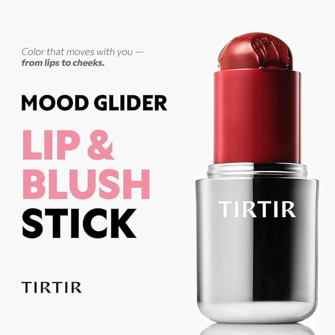 TIRTIR Mood Glider Lip & Blush Stick | Multi Use for Lip and Cheek with Creamy Buildable Texture and Natural Glow Color #06 Fuchsia Flash, 0.13Oz
