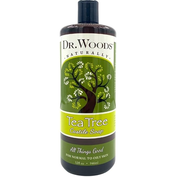 Dr. Woods Pure Tea Tree Liquid Castile Soap - Castile Soap with Organic Shea Butter for Body, Hands, and Face, for Men and Women - 32 Fl Oz