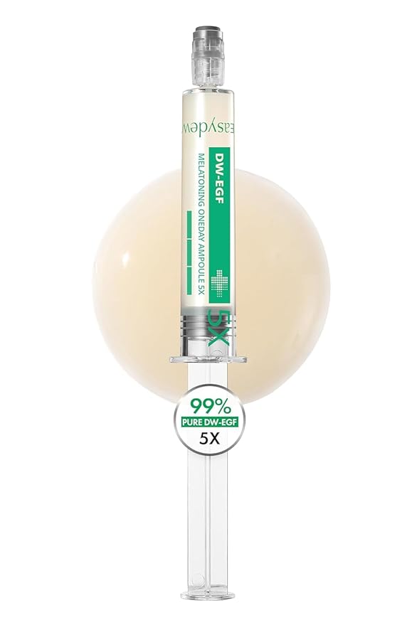 Easydew DW-EGF Melatoning Ampoule 5X - Hydrating Dark Spot Serum with Niacinamide & Glutathione for Uneven Skin - Fast Absorbing Day & Night Ampoule Korean Skin Care (Pump 0.27 fl oz, EGF 5X)