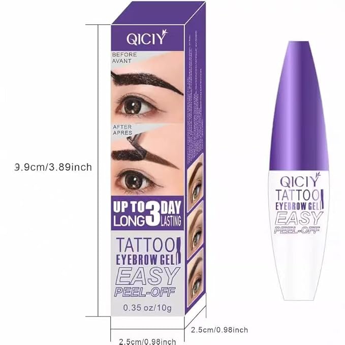 2Pcs Peel Off Eyebrow Tint Gel, Semi-Permanent Color Brow Dye, Waterproof Long-Lasting Tattoo Eyebrow Gel for Fuller Defined Brows Makeup, Smudge-Proof, Easy Peel, Lasts Up To 3 Days (Light brown)