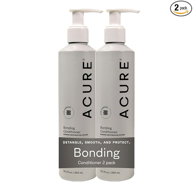 Acure Bonding Conditioner - Deep Moisture Conditioner for Women & Men w/Dry, Damaged, Fine, Dry, Damaged, Color Treated Hair, Cocoa Butter & Avocado Oil, Vegan, Sulfate Free - 8 fl oz (2 Pack)