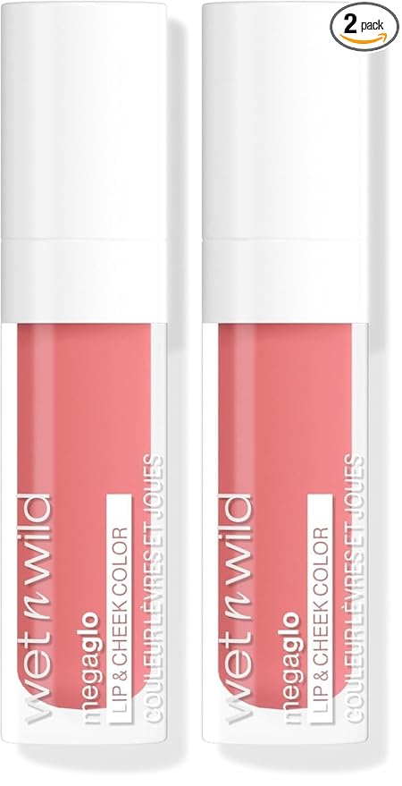 wet n wild Mega Glo Lip & Cheek Color, Creamy Rosy Stain, Buildable Multi-Use Soft Matte Finish, Vegan & Cruelty-Free - Rosy Romance (Pack of 2)