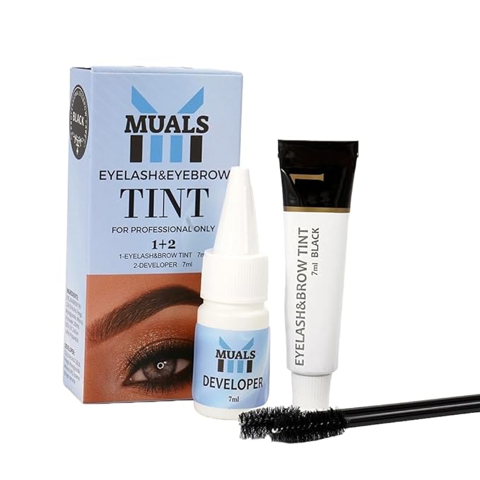 2-in-1 Eyelash & Eyebrow Tint Kit – Professional Lash & Brow Coloring Kit with Cream Developer – Long-Lasting, Waterproof & Smudge-Proof Color – Salon & Home Use