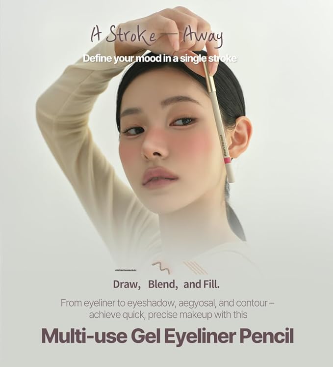 Heart Percent Dote On Mood Gel Eyeliner Pencil, Long-Lasting Waterproof Smudge Proof Smooth Retractable Eye Liner Pencil with Built-In Sharpener (16. Icy Pink)