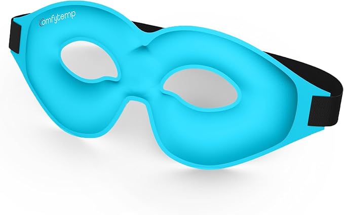 Comfytemp Cold Gel Eye Mask, Cooling Eye Ice Pack for Puffiness, Reusable Cold Compress Freeze Sleep Mask for Puffy Eye, Dry Eyes, Sinus Pressure, Migraine Relief, 2 Temp Side, 1 Pcs