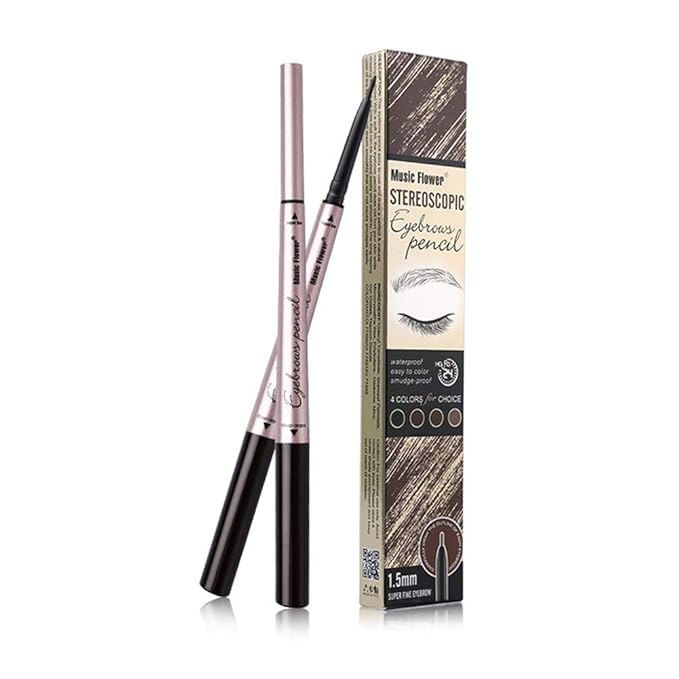 Vtrem Eyebrow Pencil Waterproof Double-headed Tatoo Eye Brow Pen Fine Carving Long Lasting Smudge-Proof for Natural Hair-Like Defined Stay All Day (3# Black)