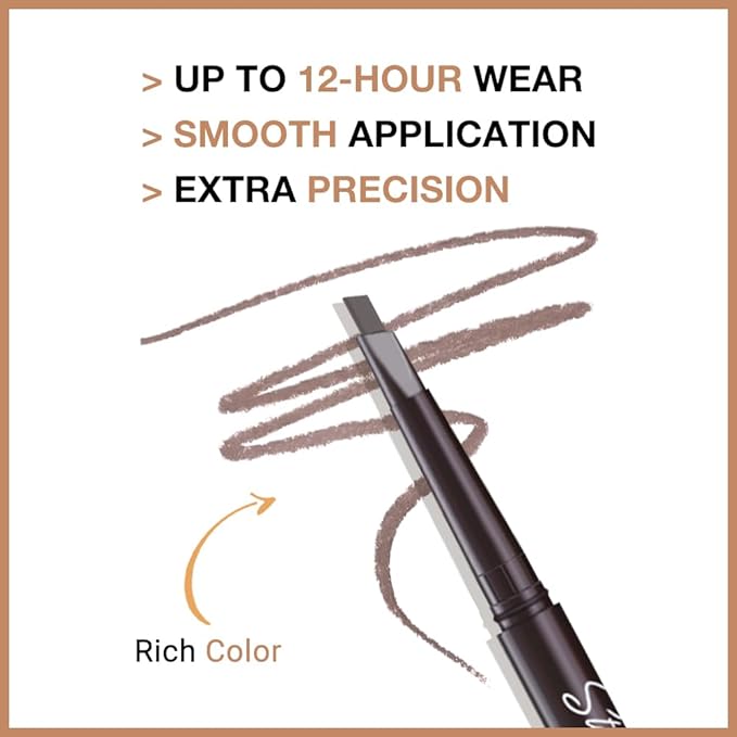 WanTuoluo Eyebrow Pencils for Women, Medium Brown Brow Pen Brow Brush for Eye Makeup, Dual-Sided Soft Ultimate Retractable Definer Pencils, Fine Tip lapiz de cejas