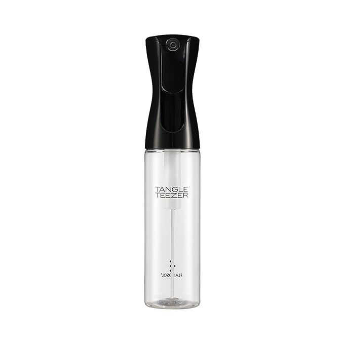 TANGLE TEEZER Fine Mist Continuous Spray Bottle, Reusable and Refillable, for Hair Detangling and Styling, 10.1 oz, Black