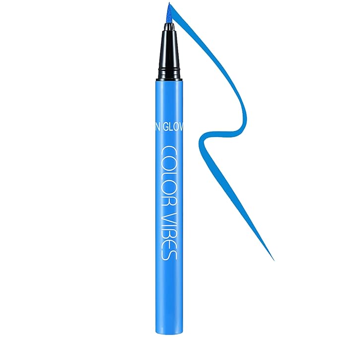 UV Neon Liquid Eyeliner, Matte Colored Eyeliner Pen, Waterproof Smudge-proof Pigmented Eye Liner, Glow Brightly Under UV Lights, Colorful Eye Makeup For Rave Party Music Festival, Neon Blue