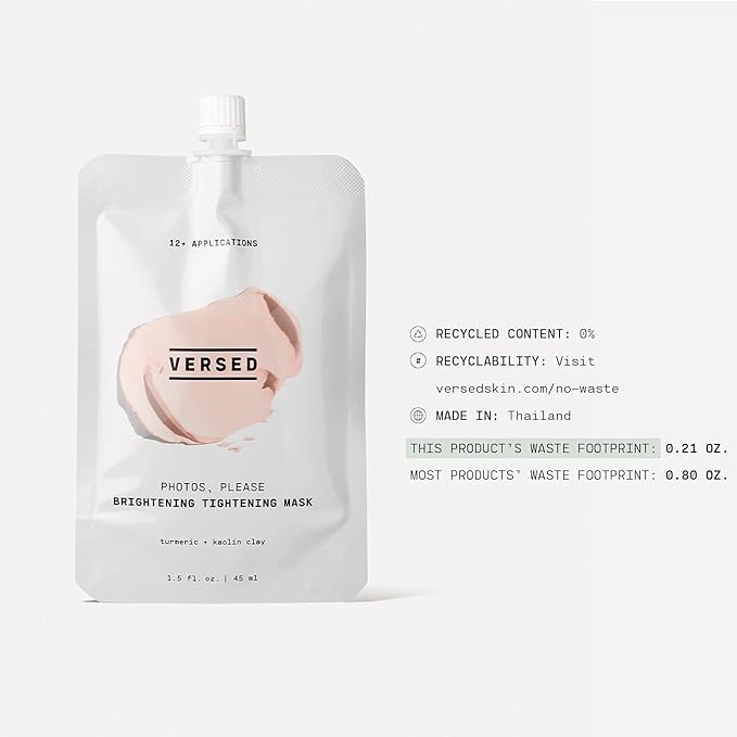 Versed Photos, Please - Tightening, Brightening Face Mask with Turmeric and Kaolin Clay - Pore-Tightening, Hydrating Facial Mask Exfoliates, Removes Blackheads, Evens Skin Tone (1.5 fl oz)