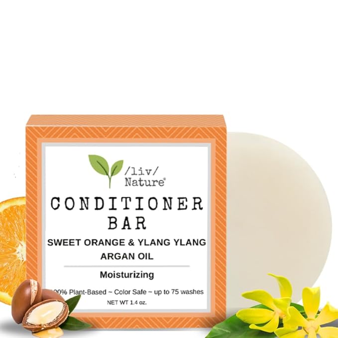 Conditioner Bars Detangle, Strengthen & Moisturize | Paraben Free & Sulfate Free | Travel Essentials | Vegan | Made In USA (Orange)