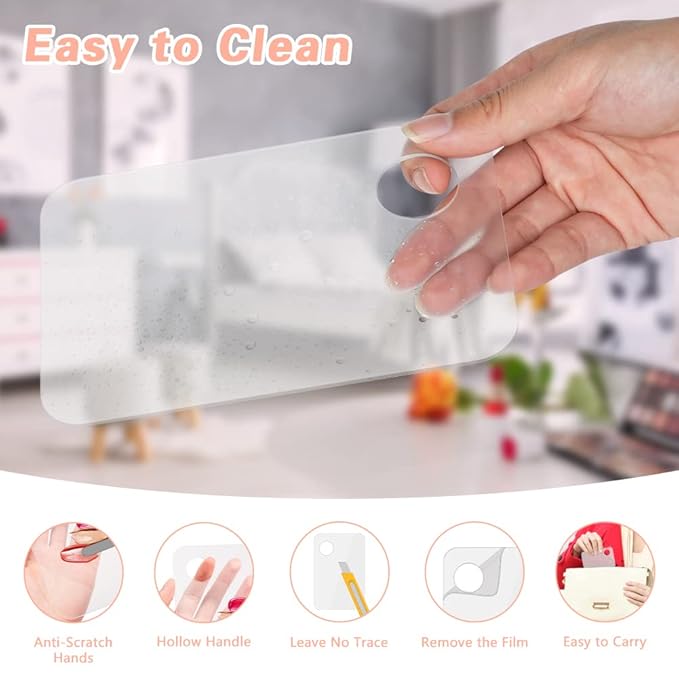 Aolso Acrylic Cosmetic Makeup Palette, Mixing Tray with Makeup Spatula&Leather Case, Professional Cosmetic Mixing Palette for Beauty Salon Mixing Eye Shadow/Lipsticks/Nail Art/Foundation