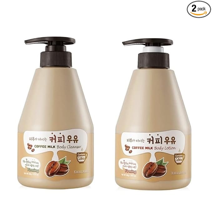 Kwailnara Coffee Milk Body Wash & Lotion Set (19.75 Oz Each) – 2-Piece Korean Skincare Duo for Energized Skin | Milk Protein, Royal Jelly & Antioxidant Coffee Extract | Paraben-Free