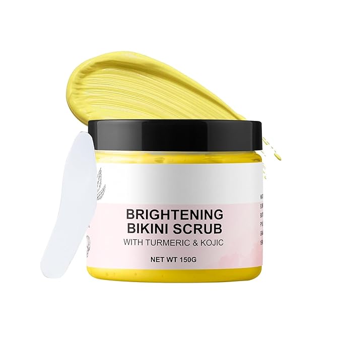 Bikini Area Exfoliator Exfoliating Body Scrub Turmeric Scrubs Kojic Bump Eraser KP Body Exfoliant Ingrown Hair Treatment Body Scrubs for Inner Thighs Bikini Line Intimate Area Armpit 5.29OZ