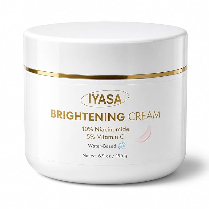 IYASA Brightening Cream for Face & Body, 5% Vitamin C & 10% Niacinamide, Water-Based Moisturizer Evens Tone & Revives Dull Skin, Clean, Vegan, Cruelty-Free, Sensitive Skin-Safe, 16 oz.