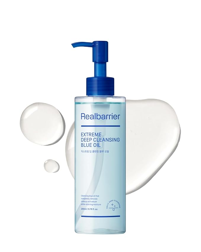 Real Barrier | Extreme Deep Cleansing Blue Oil | Low-Irritation Pore Cleansing Facial Oil | Removes Makeup, Sebum & Blackheads | Hydrating & Gentle on Skin | Face Oil Moisturizer | 6.76 fl oz (200ml)